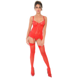 DARING Intimates Bustier Porte-Jarretelles Lace Cami Rouge